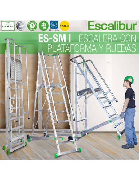 ESCALERA CON PLATAFORMA Y RUEDAS